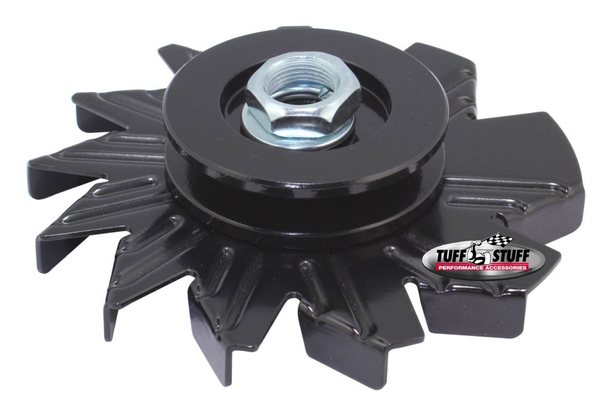 Tuff Stuff Performance - Alternator Pulley; Single V Groove Pulley - Incl. Fan/Lock Washer/Nut - Stealth Black; 7600AB