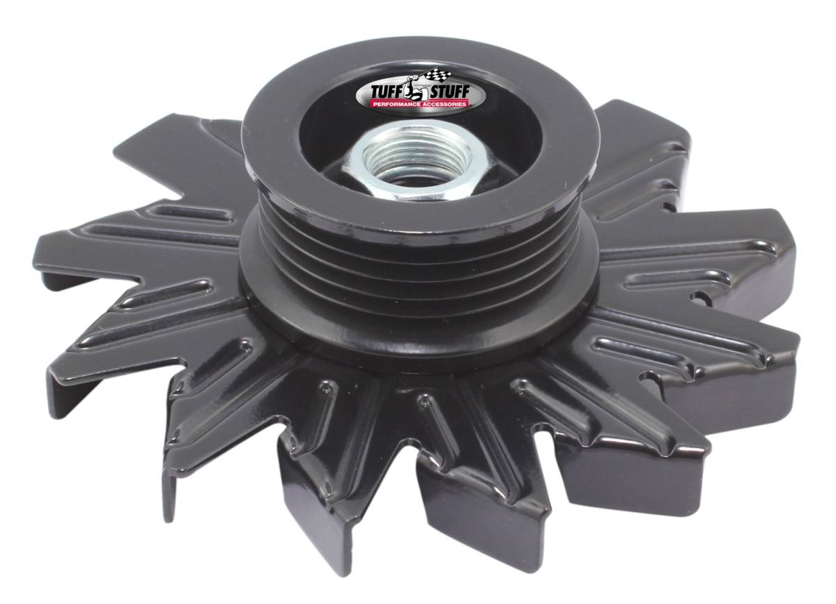 Tuff Stuff Performance - Alternator Pulley; 5 Groove Serpentine Pulley - Incl. Fan/Lock Washer/Nut - Stealth Black; 7600CB
