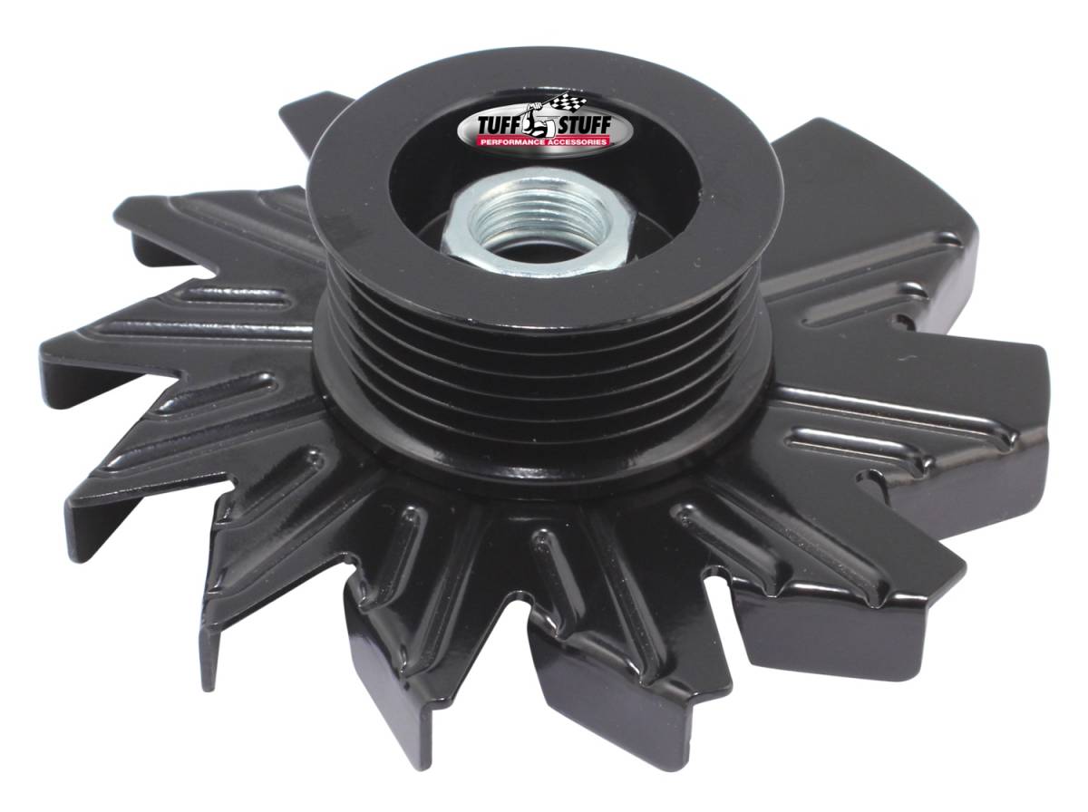 Tuff Stuff Performance - Alternator Pulley; 6 Groove Serpentine Pulley - Incl. Fan/Lock Washer/Nut - Stealth Black; 7600DB