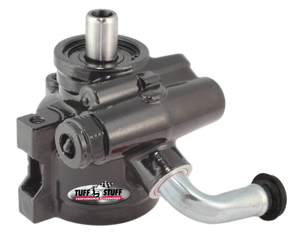 Tuff Stuff Performance - Power Steering Pump; w/90 Deg. Return Tube - Threaded Mounting - Bottom Pressure Port - 1200 PSI - Stealth Black; 6170ALB-5