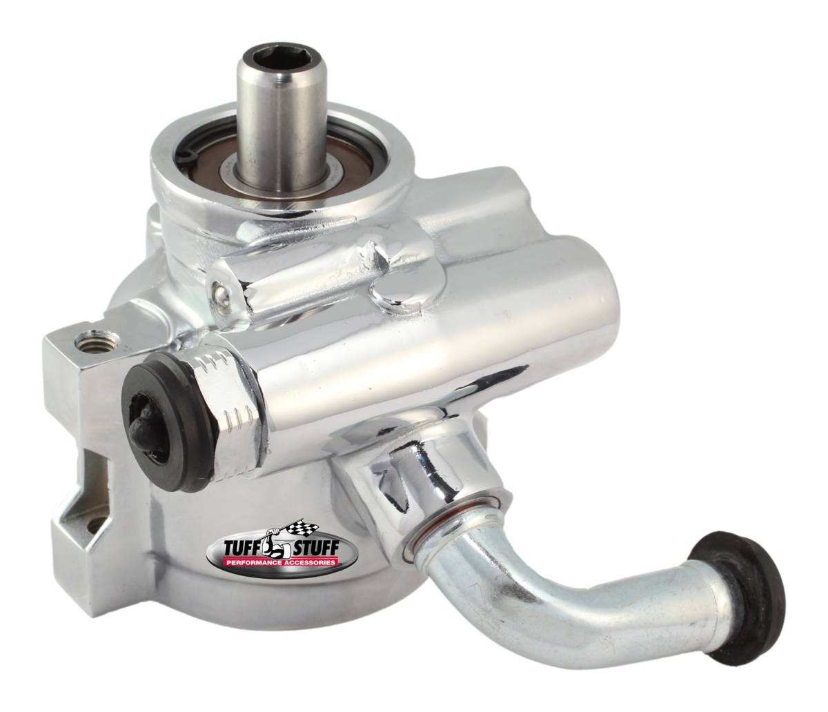 Tuff Stuff Performance - Power Steering Pump; w/90 Deg. Return Tube - Threaded Mounting - Bottom Pressure Port - 1200 PSI - Polished; 6170ALP-5