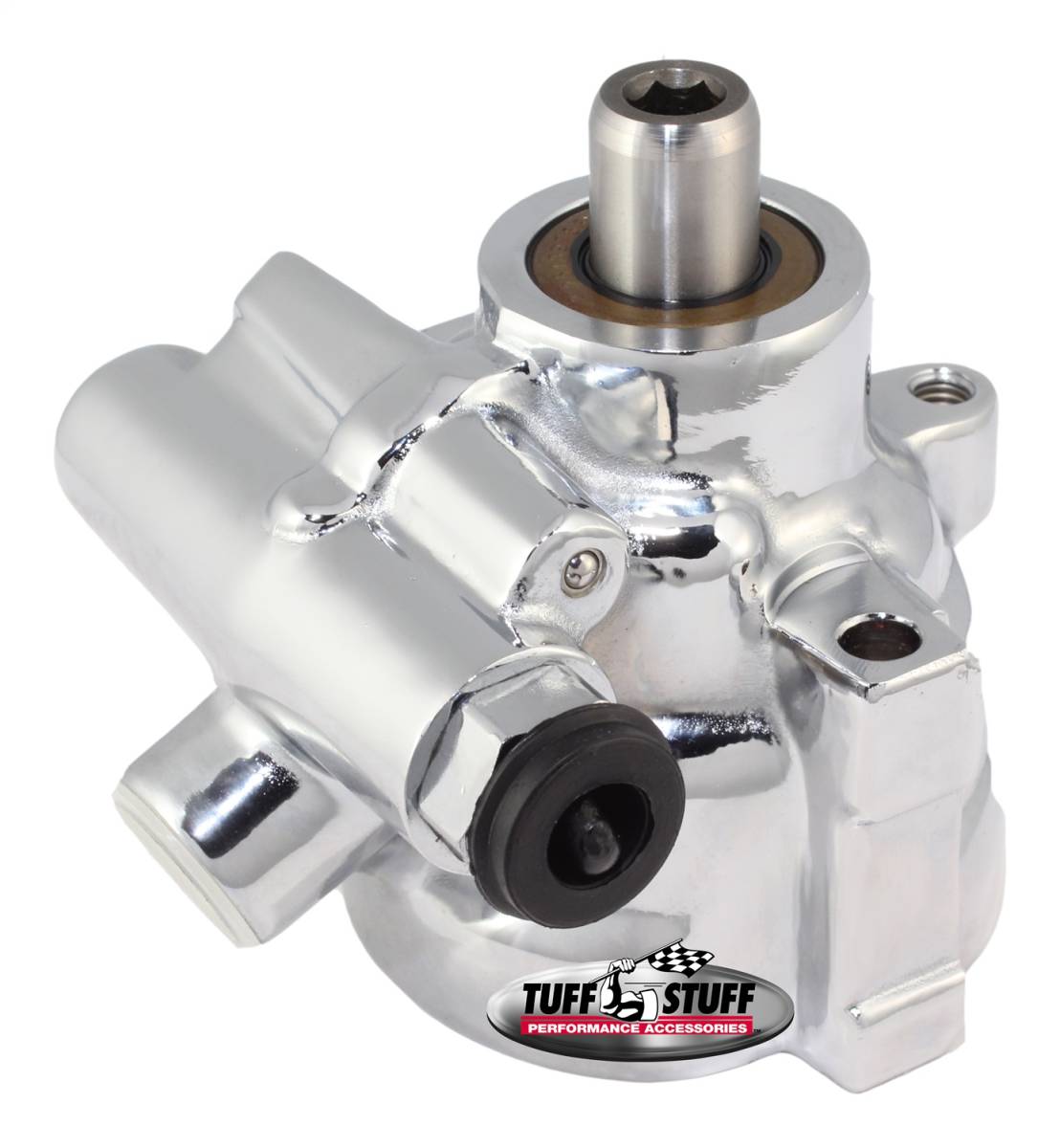 Tuff Stuff Performance - Power Steering Pump; LS1 - Threaded Mounting - Top Port - 1200 PSI - 19mm Shaft Diameter - Chrome Aluminum; 6175ALD-6