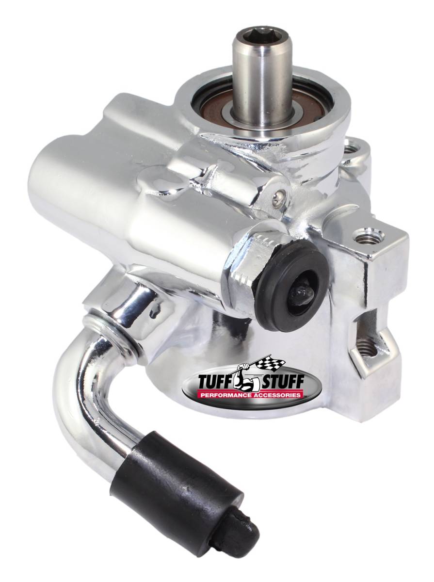 Tuff Stuff Performance - Power Steering Pump; w/90 deg. Return Tube - Threaded Mounting - 1200 PSI - Polished; 6175ALP-5