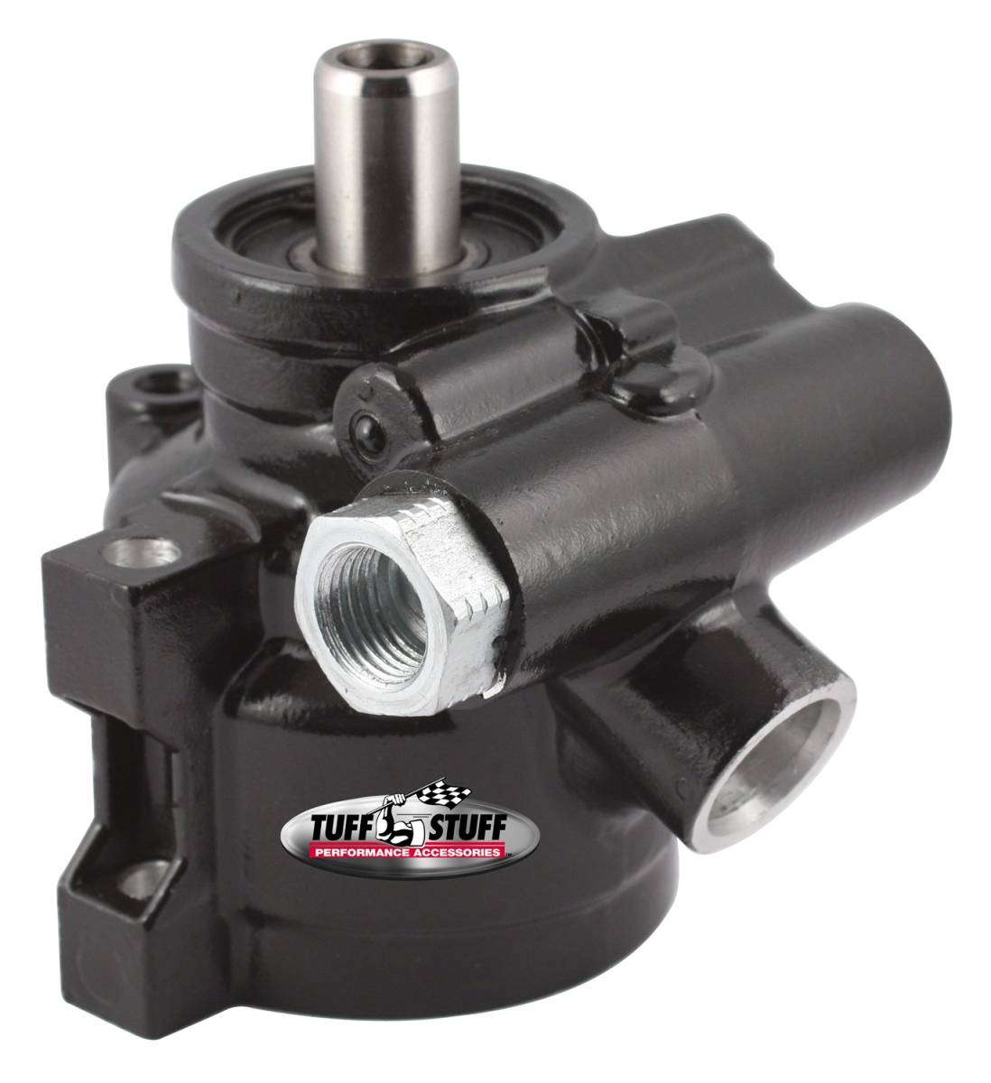 Tuff Stuff Performance - Power Steering Pump; GM Pressure Slip - Through Hole Mounting - Bottom Pressure Port - 1200 PSI - 3GPM - Black Aluminum; 6170ALB-7
