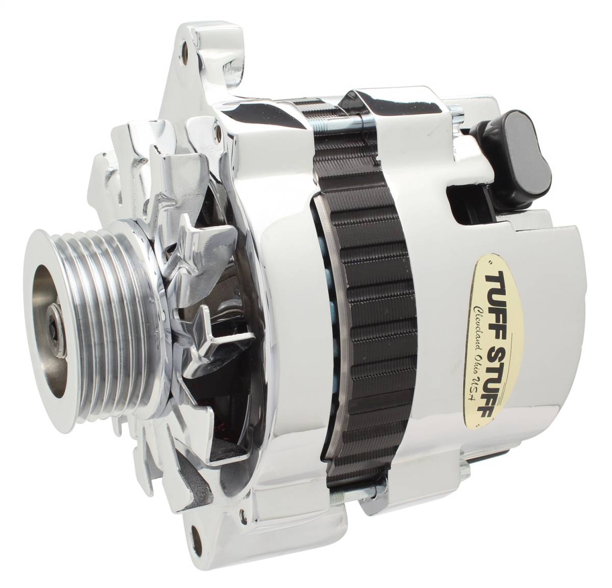 Tuff Stuff Performance - Alternator; 120 AMP - CS121 GM Style Mini Racer - 1 Wire Or OEM Hookup - 12 Volt - 6G Groove Pulley - Polished Aluminum - Side Terminal - For Use In GM Models; 7937APST6G