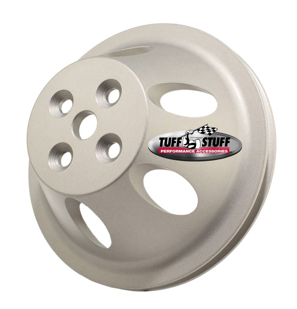 Tuff Stuff Performance - Water Pump Pulley; For Use w/Small Block Chevy Engines - Machined Aluminum - Factory Cast Plus - 1 Groove - Short Pump - 5/8 in. Pilot Hole; 9885F