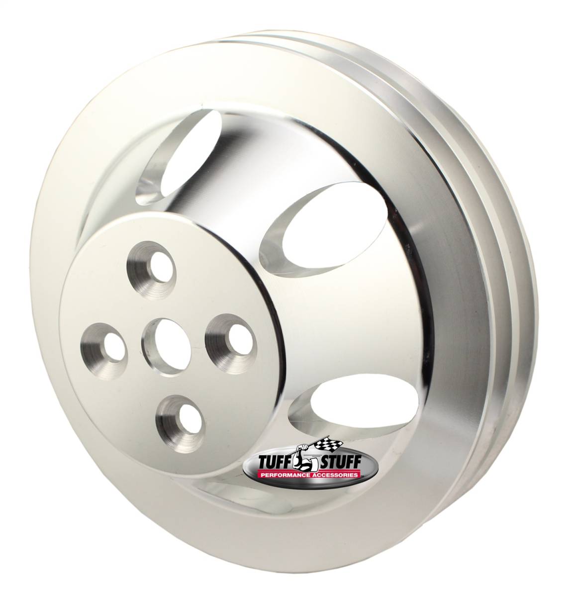 Tuff Stuff Performance - Water Pump Pulley; For Use w/Big Block Chevy Engines - Machined Aluminum - Satin Finish - 2 Groove - Short Pump - 5/8 in. Pilot Hole; 9888C