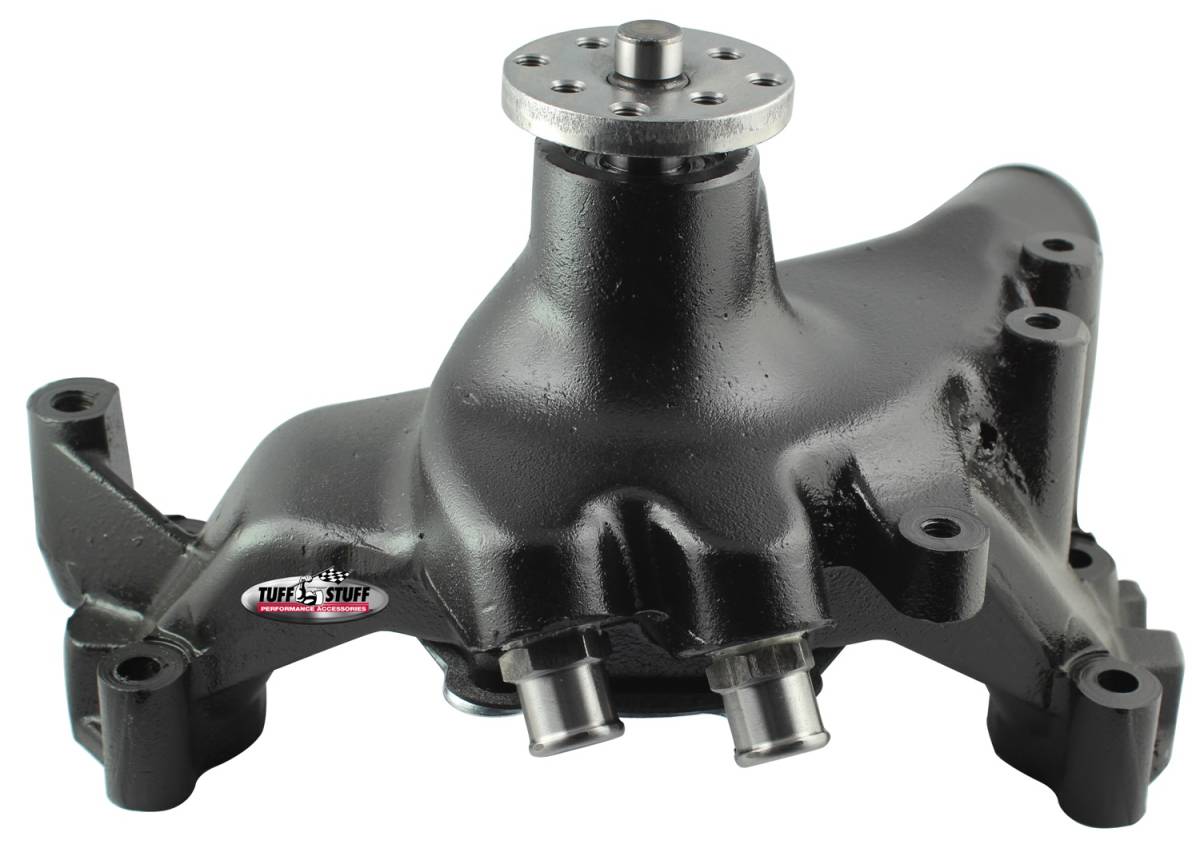 Tuff Stuff Performance - Water Pump; 7.281 in. Hub Height - 5/8 in. Pilot - Long - Flat Smooth Top And (2) Threaded Water Ports - Stealth Black Powder Coat; 1459NC
