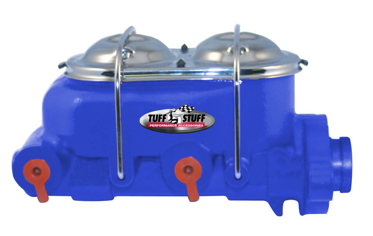 Tuff Stuff Performance - Brake Master Cylinder; Dual Reservoir - 1 in. Bore - Dual 3/8 in. Ports On Both Sides - 3 3/8 in. Mounting Hole Spacing - Shallow Hole - Blue Powdercoat; 2020NCBLUE