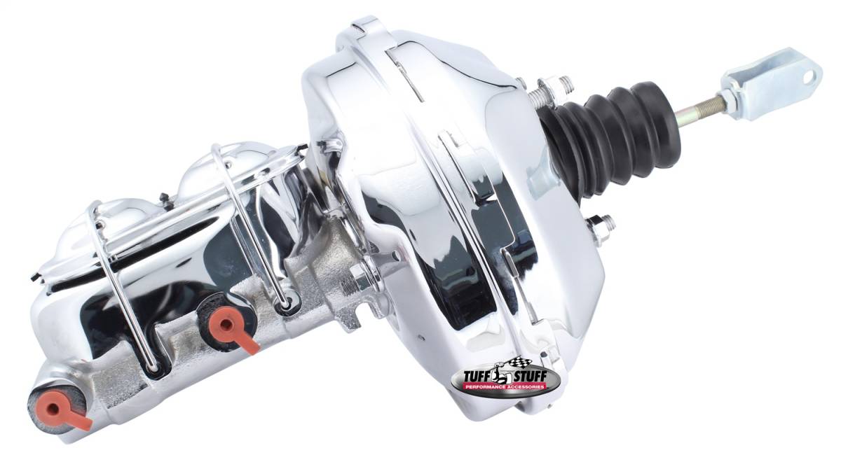 Tuff Stuff Performance - Brake Master Cylinder/Booster Assembly; 9 in. - 1 in. Bore - Single Diaphragm - w/PN[2020] Dual Rsvr. Master Cyl. - (3) M10-1.5 x 28MM Metric Studs - Chrome; 2133NA-1