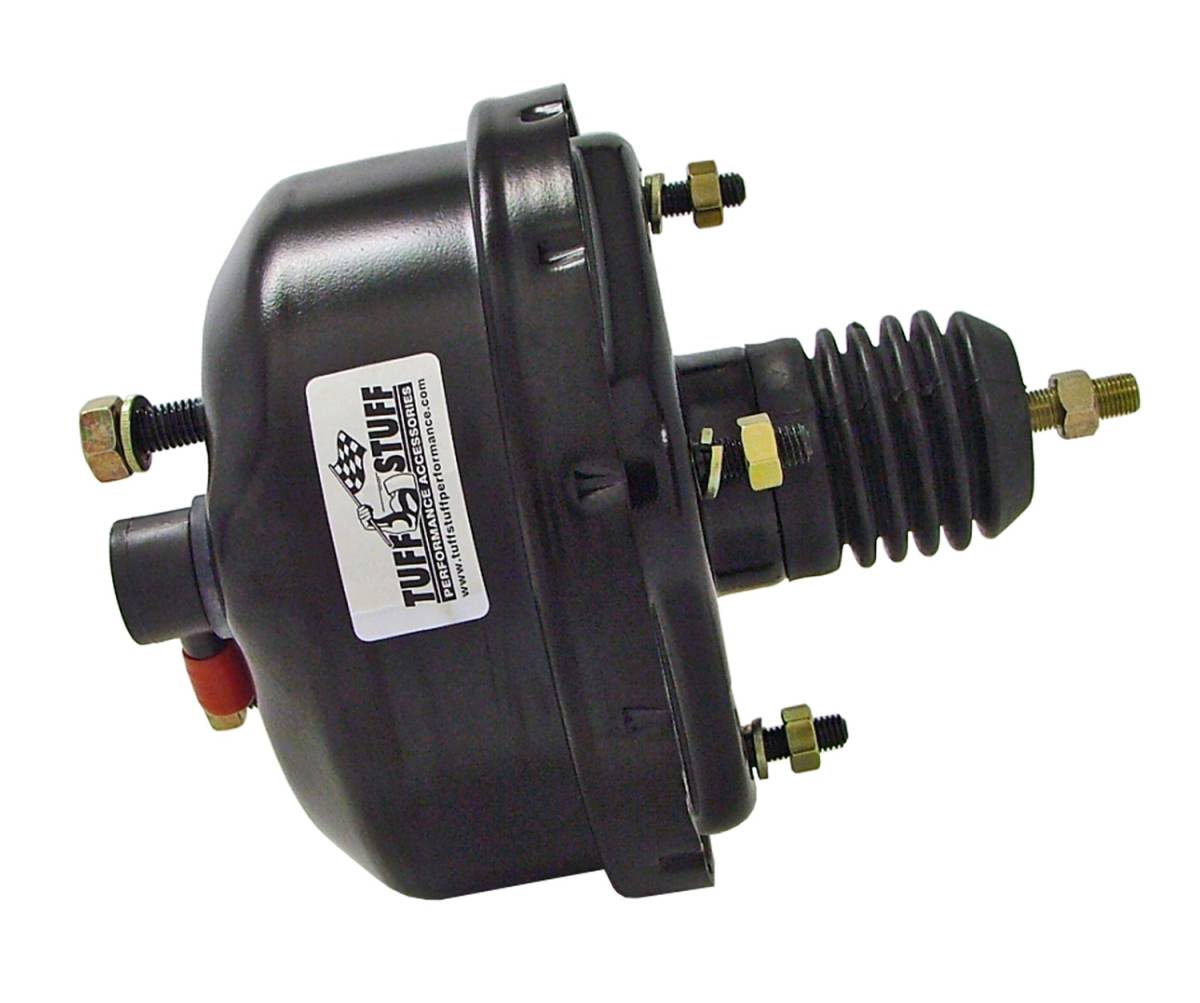 Tuff Stuff Performance - Power Brake Booster; Univ. - 7 in. - Single Diaphragm - Incl. 3/8 in.-16 Mtg. Studs And Nuts - Fits Hot Rods/Customs/Muscle Cars - Stealth Black Powder Coat; 2221NC