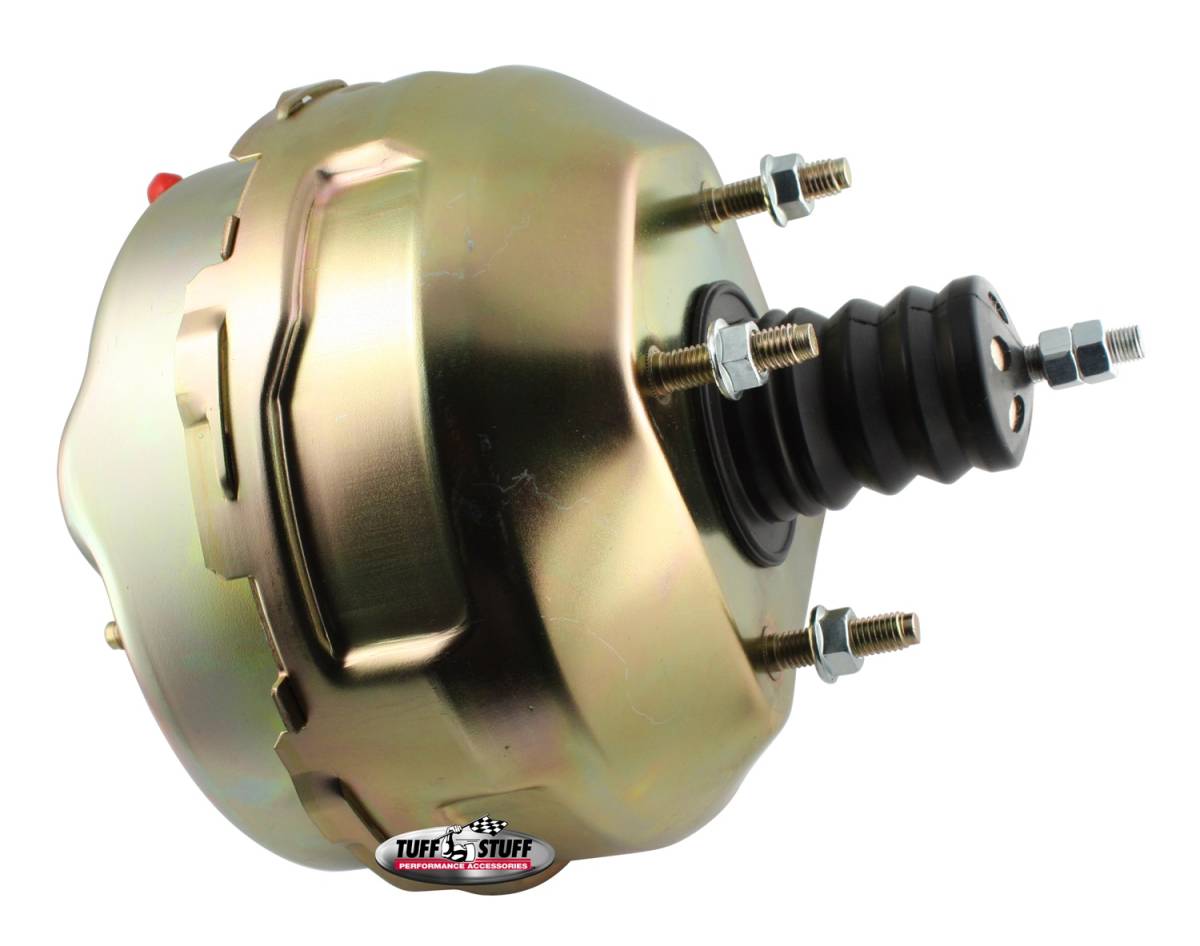Tuff Stuff Performance - Power Brake Booster; 9 in. - Dual Diaphragm - Rod Length 4.12 in. - Incl. 3/8 in.-16 Mtg. Studs And Nuts - Fits Hot Rods/Customs/Muscle Cars - Gold Zinc; 2229NB