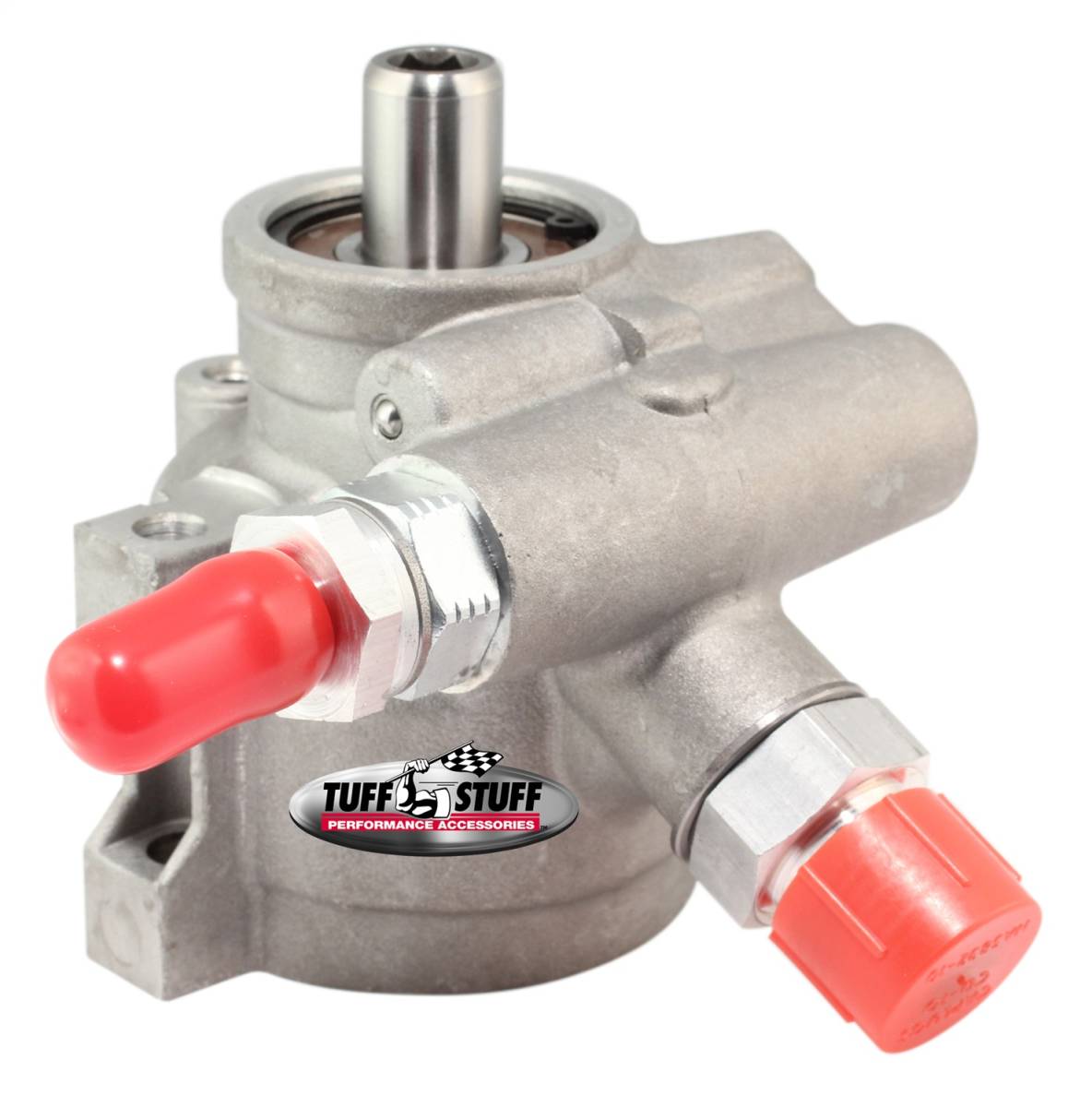 Tuff Stuff Performance - Power Steering Pump; AN-6/AN-10 Ports - 8mm ThruHole Mtg - Btm PressurePort - For Street Rods/Custom Vehicles w/Limited EngineSpace - Factory Cast PLUS+; 6170AL