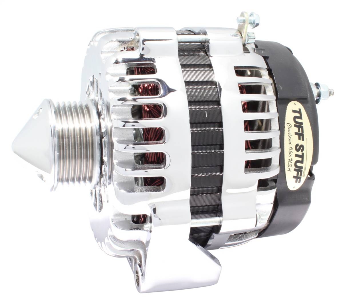 Tuff Stuff Performance - Alternator; 225 AMP - OEM Wire - 6 Groove Bullet Pulley - 2 Pin Voltage Regulator - Chrome; 8302CBULL6G