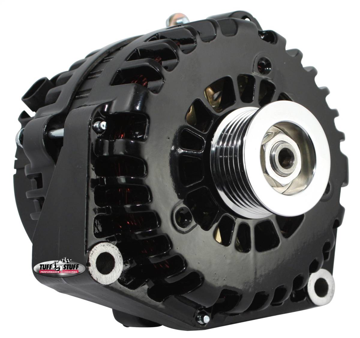 Tuff Stuff Performance - Alternator; 230 AMP - OEM Wire - 6 Groove Pulley - 2 Pin Voltage Regulator - Black Aluminum; 8302D