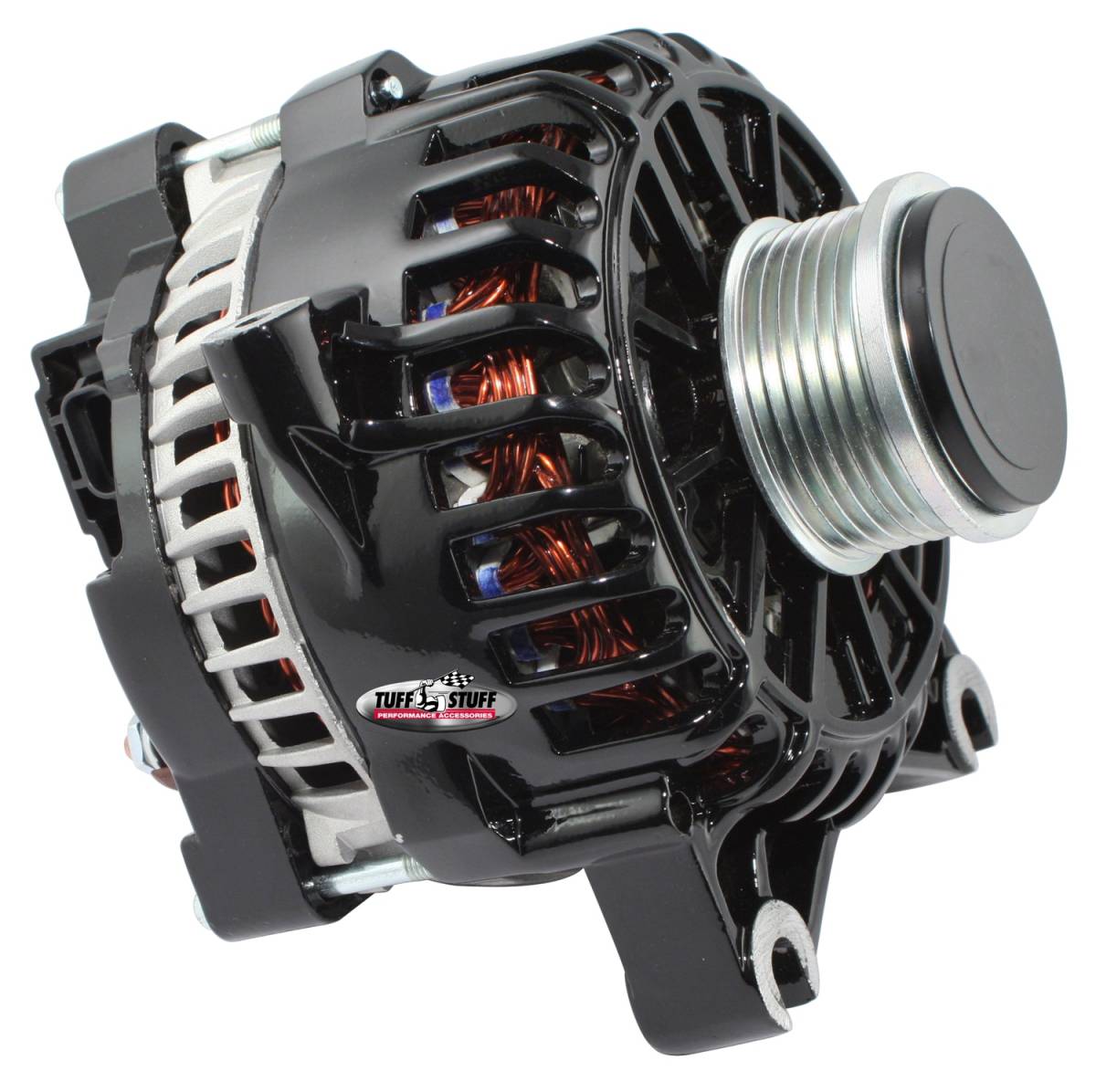 Tuff Stuff Performance - Alternator; 225 AMP - OEM Wire - 6 Groove Clutch Pulley - Black; 8438C