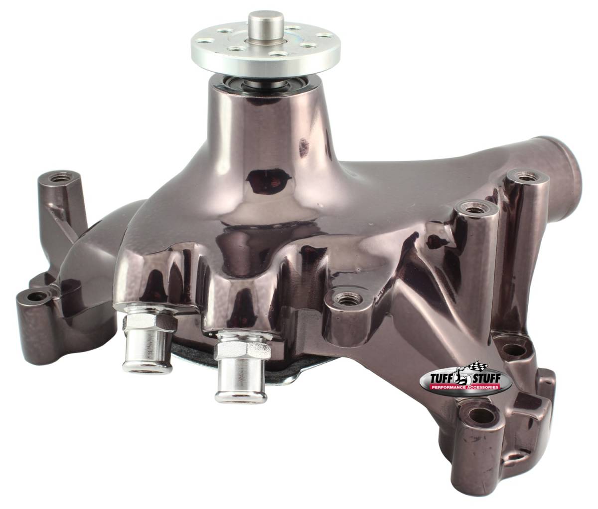 Tuff Stuff Performance - Water Pump; 7.281 in. Hub Height - 5/8 in. Pilot - Long - Flat Smooth Top And (2) Threaded Water Ports - Black Chrome; 1459NA7