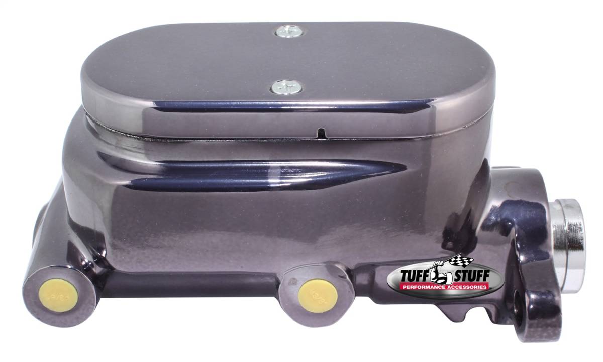 Tuff Stuff Performance - Brake Master Cylinder; Dual Reservoir - Aluminum Smoothie - 1 in. Bore - 9/16 in. And 1/2 in. Driver Side Ports - Shallow Hole - Black Chrome - Fits Hot Rods/Customs/Muscle Cars; 2023NC7