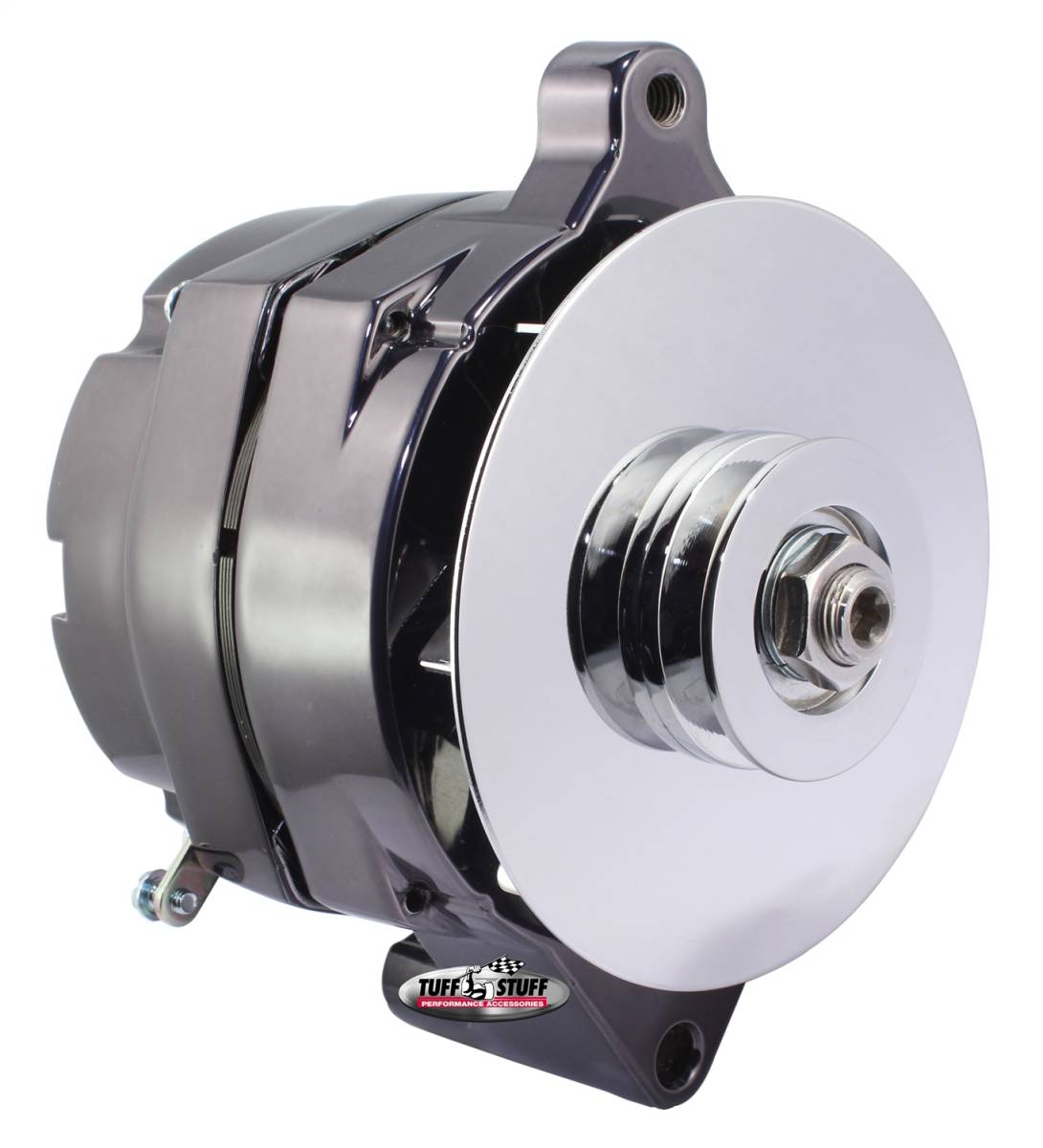 Tuff Stuff Performance - Alternator; 100 AMP - Smooth Back - 1 Wire - V Groove Pulley - Black Chrome; 7068RD7