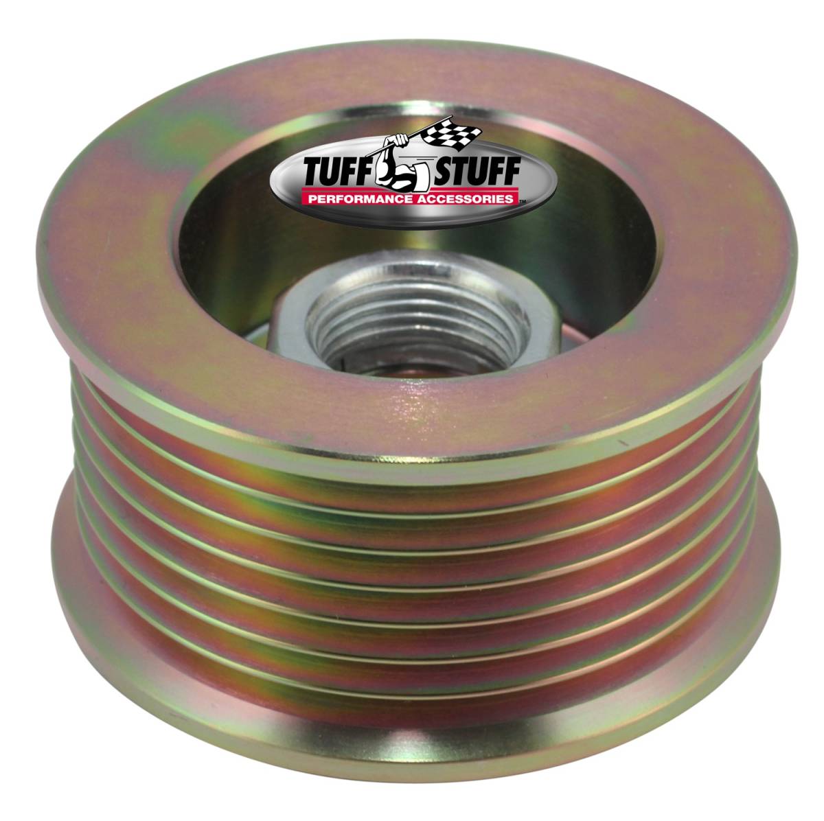 Tuff Stuff Performance - Alternator Pulley; 2.25 in. - 7 Groove Serpentine - Incl. Lock Washer/Nut - Gold Zinc; 7610CD