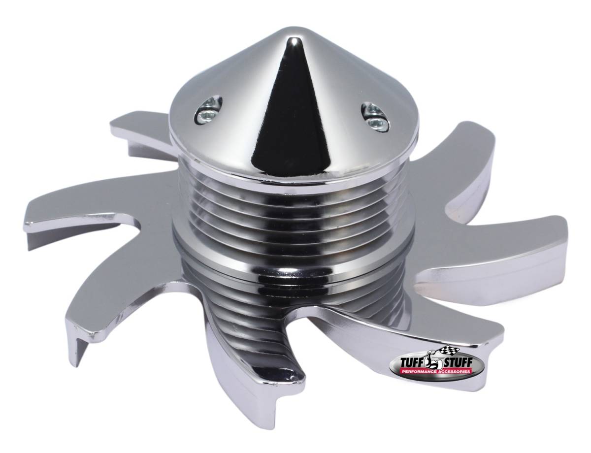 Tuff Stuff Performance - Alternator Pulley; Universal - 6 Groove Serpentine Pulley - Incl. Fan/Lock Washer/Nut - Chrome Plated - CS 130 - Fits PN[7860/7861/7866/7935]; 7666C