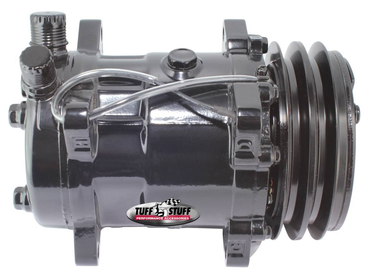Tuff Stuff Performance - A/C Compressor; R134A Series - Double Pulley - Stealth Black Powder Coat; 4515NKDP