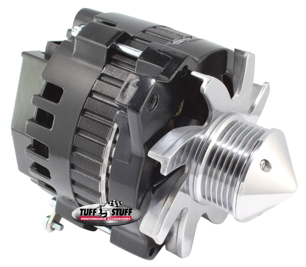 Tuff Stuff Performance - Alternator; 160 AMP - 1 Wire Or OEM Hookup - 6 Groove Pulley - 6.125 in. Bolt To Bolt - Stealth Black; 7866G6GS22