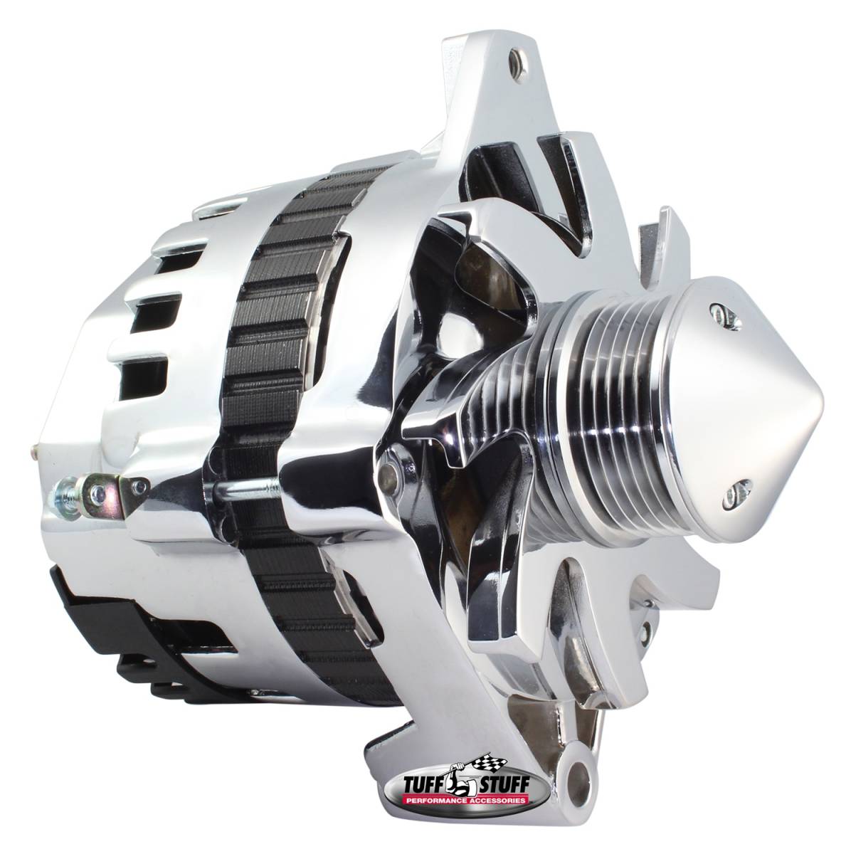 Tuff Stuff Performance - Alternator; 160 AMP - 1 Wire Or OEM Hookup - 6 Groove Pulley - Double Wide Heavy Duty Ball Bearings - Chrome; 7935F6G22