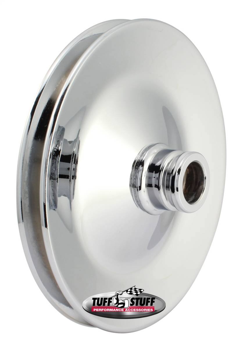 Tuff Stuff Performance - Power Steering Pump Pulley; Single V-Groove - Fits All Tuff Stuff Saginaw Style Pumps That Require A Press-On Pulley - Chrome Plated; 8485A