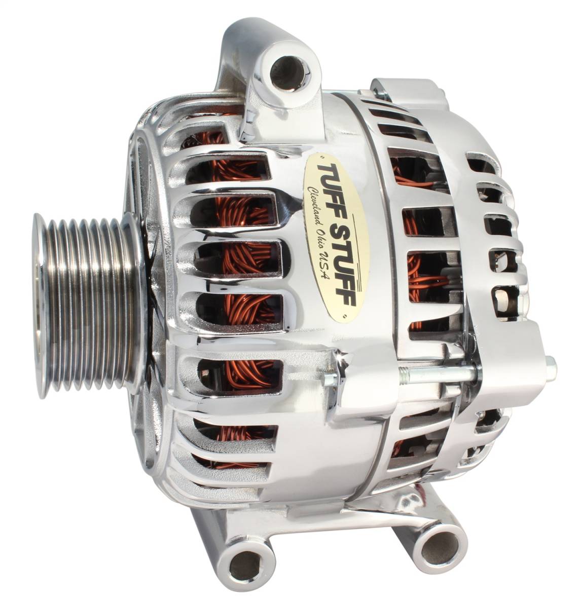 Tuff Stuff Performance - Alternator; 200 AMP - OEM Wire - 8 Groove Pulley - Top Mount - Internal Regulator - Chrome; 7796D