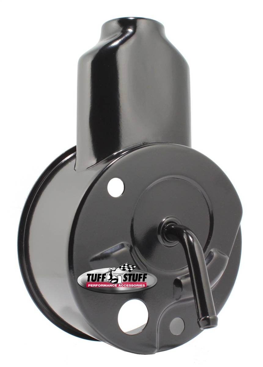 Tuff Stuff Performance - Power Steering Reservoir; Fits Tuff Stuff PN[6196/6197] Power Steering Pumps - w/Center Tube - Black Powdercoat - Will Not Fit OEM Or Aftermarket Pumps; 6509B