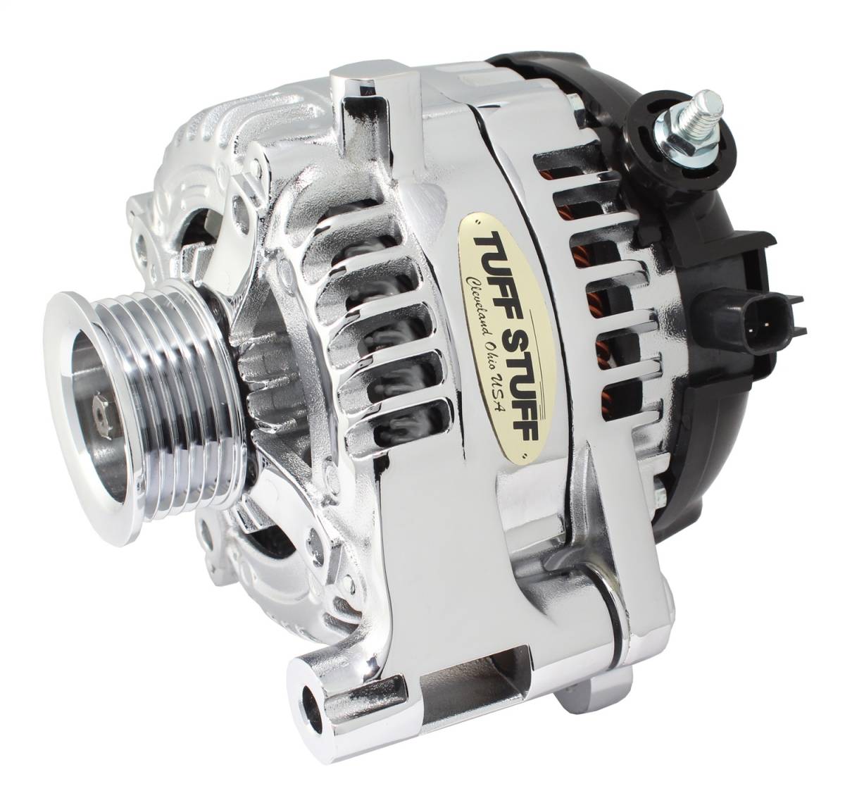Tuff Stuff Performance - Alternator; 250 AMP - OEM Wire - 6 Groove Pulley - External Regulator - Chrome Plated; 7516C