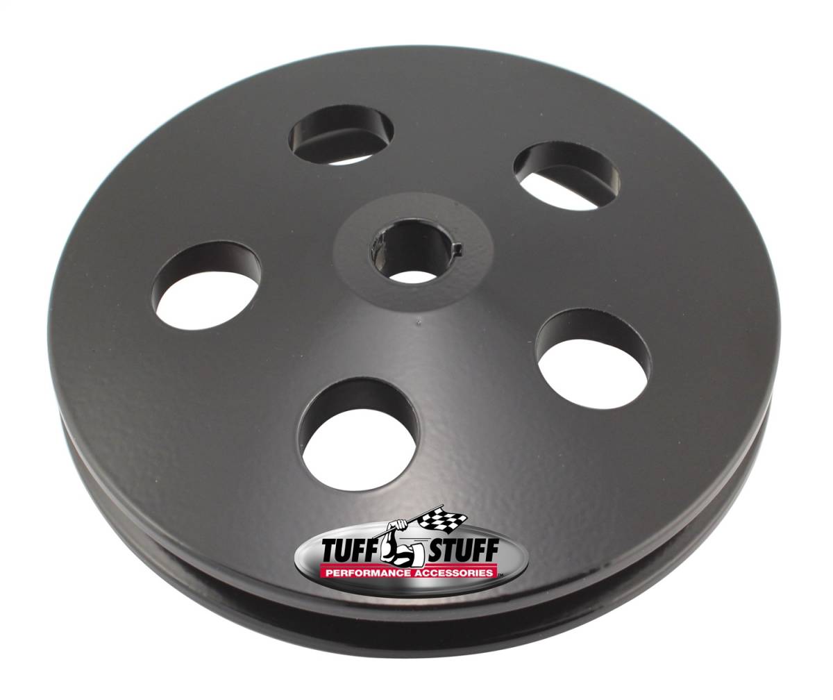 Tuff Stuff Performance - Power Steering Pump Pulley; BoltOn - Fits PN[6174/6176/6183/6190/6191/6192/6193/6194/6195/6196/6197/6198] With Keyed Shaft - Incl. Flat Washer - Machined Alumimun - Stealth Black; 8488D