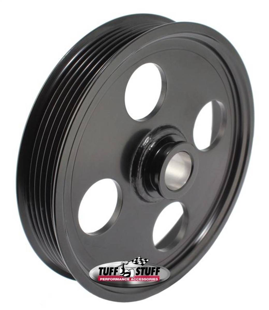 Tuff Stuff Performance - Power Steering Pump Pulley; For .748 in. Shaft - 6-Groove - Fits All Tuff Stuff Type II Pumps That Require A 19mm Press-On Pulley - Black Powder Coated; 8489B