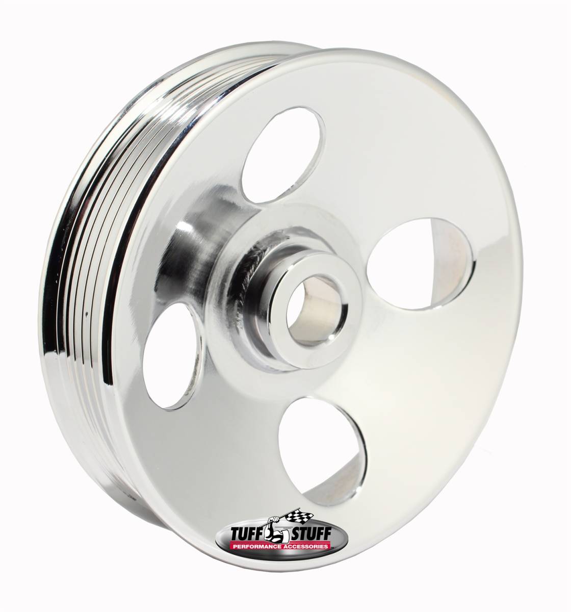 Tuff Stuff Performance - Power Steering Pump Pulley; For .663 in. Shaft - 6-Groove - Fits All Tuff Stuff Type II Pumps That Require A 17mm Press-On Pulley - Chrome Plated; 8487A