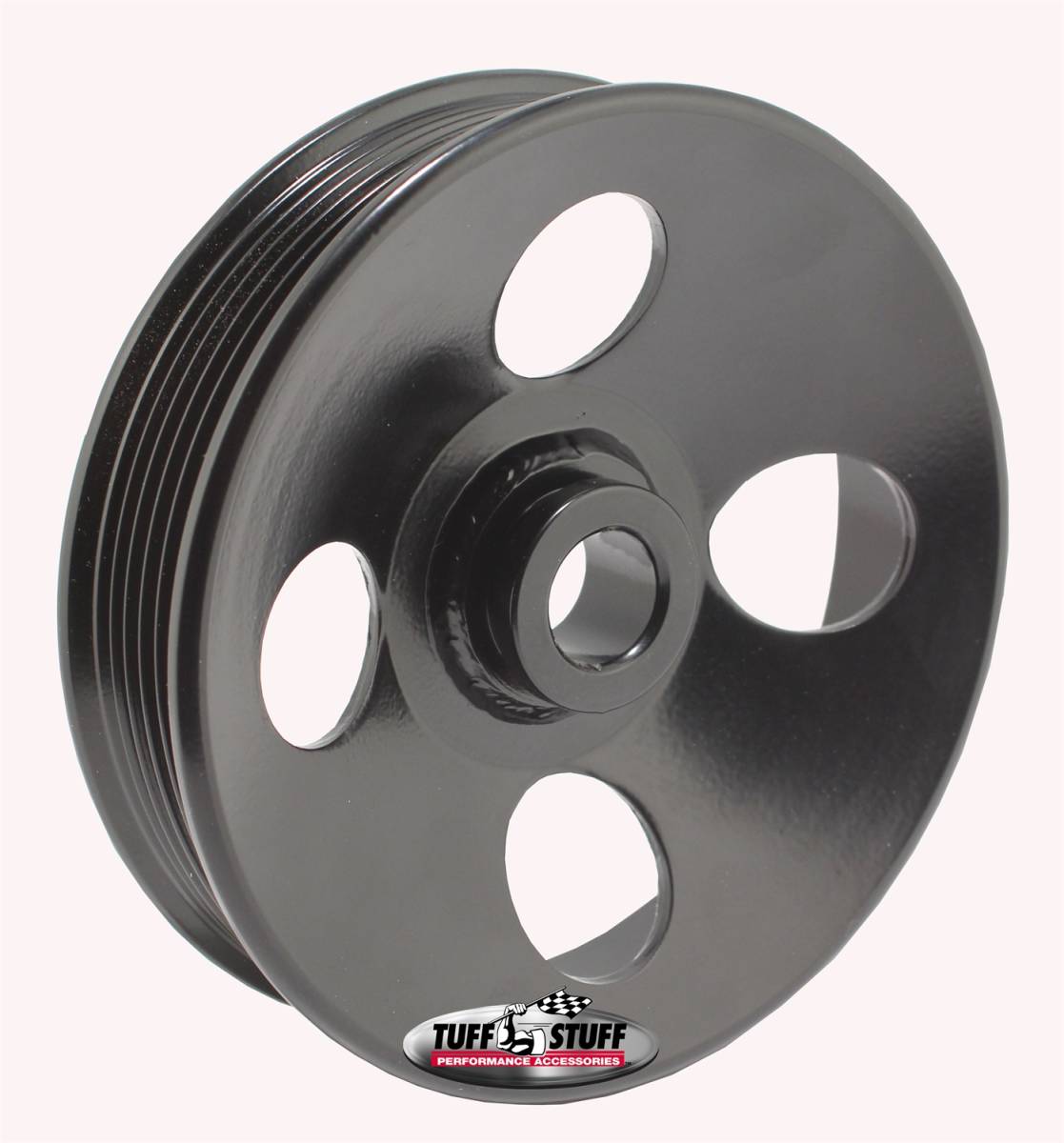 Tuff Stuff Performance - Power Steering Pump Pulley; For .663 in. Shaft - 6-Groove - Fits All Tuff Stuff Type II Pumps That Require A 17mm Press-On Pulley - Black Powder Coated; 8487B