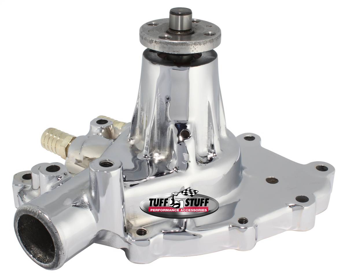 Tuff Stuff Performance - Water Pump; 5.437 in. Hub Height - 5/8 in. Pilot - w/Pass. Side Inlet - Aluminum Casting - Chrome; 1432AA