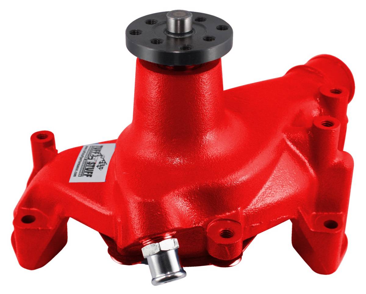 Tuff Stuff Performance - Water Pump; 6.937 in. Hub Height - 5/8 in. Pilot - Long - Threaded Water Port - Red Powdercoat w/Chrome Accents; 1449NCRED