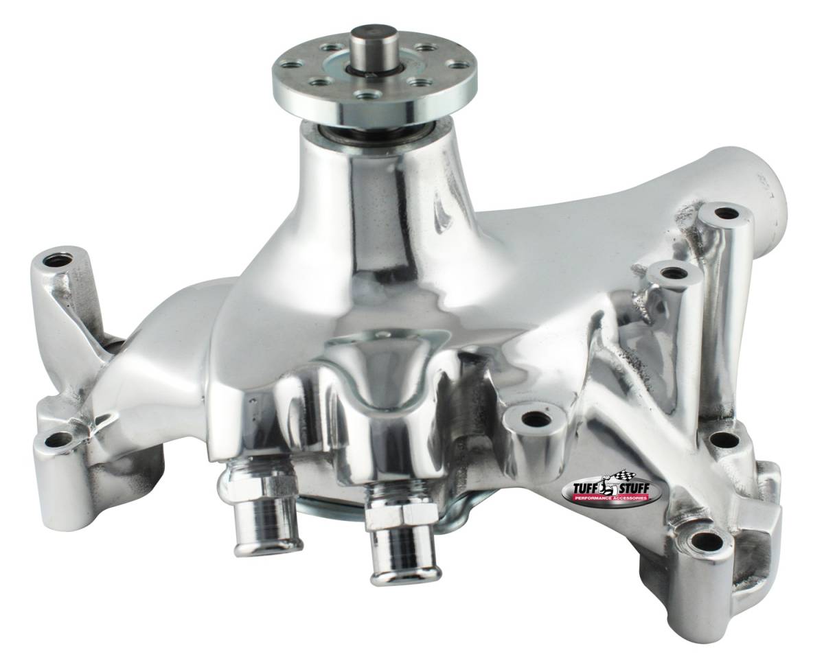 Tuff Stuff Performance - Water Pump; 7.281 in. Hub Height - 5/8 in. Pilot - Long - Flat Smooth Top And (2) Threaded Water Ports - Chrome; 1459NA