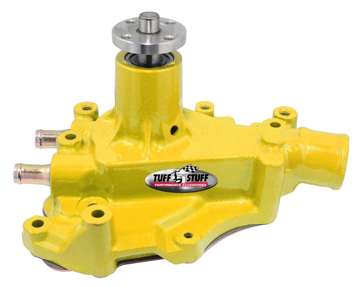 Tuff Stuff Performance - Water Pump; 5.687 in. Hub Height - 5/8 in. Pilot - w/Driver Side Inlet - Windsor Only - Yellow; 1468CYELLOW