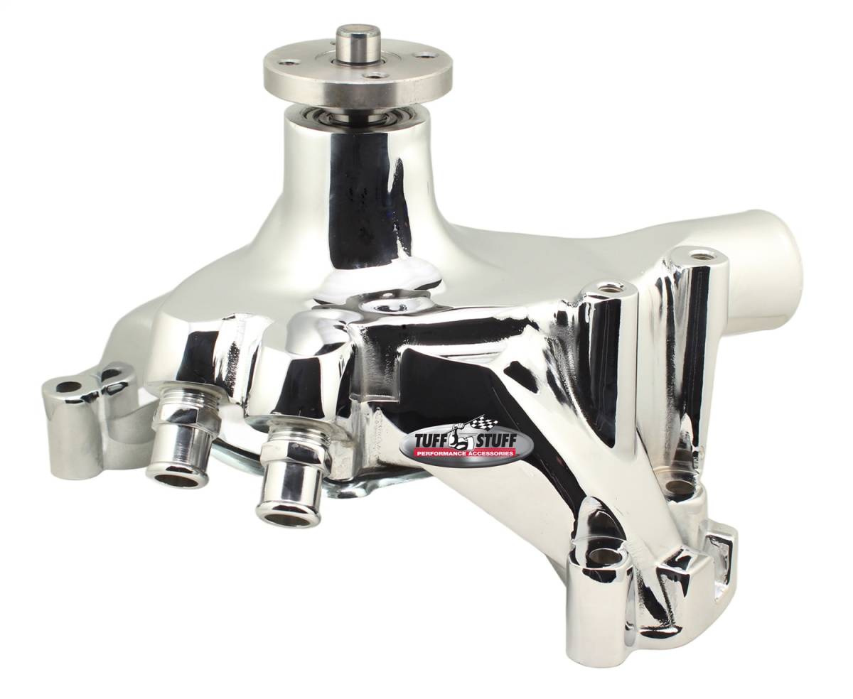 Tuff Stuff Performance - Water Pump; 7.281 in. Hub Height - 5/8 in. Pilot - Long - Reverse Rotation - Aluminum - Flat Smooth Top And (2) Threaded Water Ports - Polished; 1493ANB