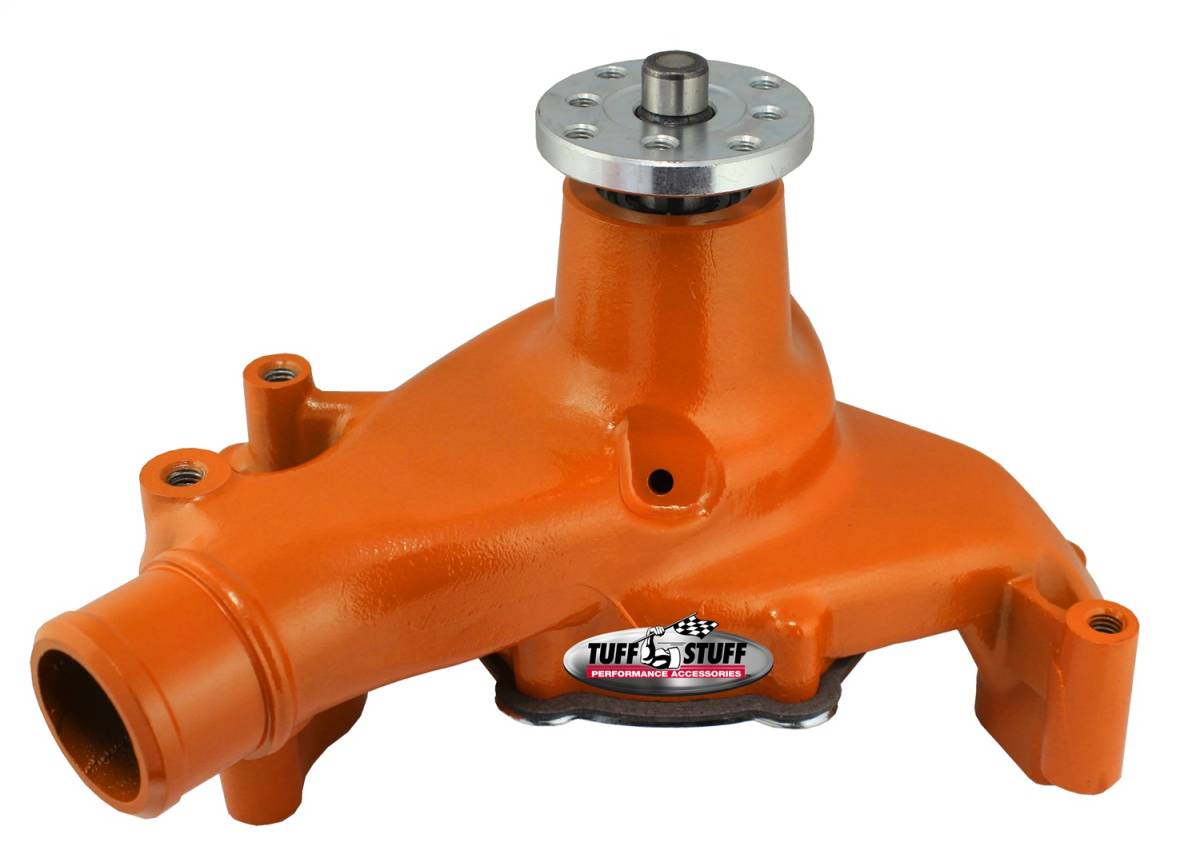 Tuff Stuff Performance - Water Pump; 6.937 in. Hub Height - 5/8 in. Pilot - Long - Aluminum Casting - Orange Powdercoat w/Chrome Accents; 1511NCORANGE