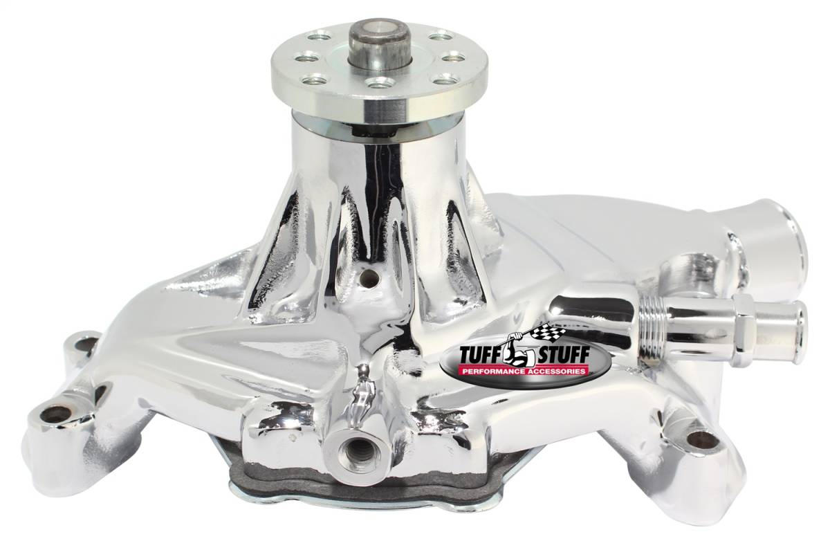 Tuff Stuff Performance - Water Pump; 5.812 in. Hub Height - 3/4 in. Pilot - Standard Flow - Short - Reverse Rotation - Threaded Water Port - Chrome; 1635NE