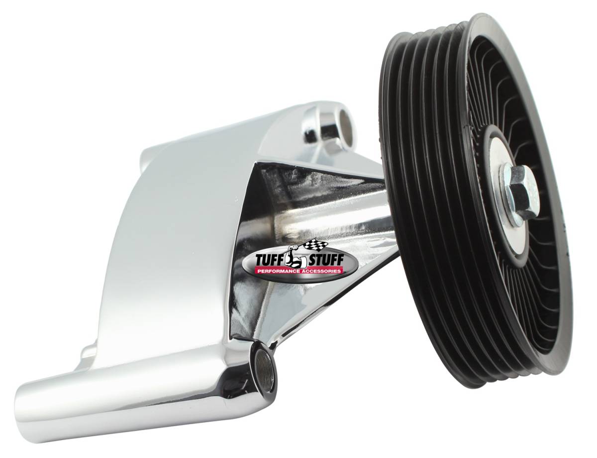 Tuff Stuff Performance - Smog Pump Idler Bracket; Incl. Alum. Brackets/Idler Pulley w/Bearing/Pulley Mounting Bolt/Washer - Chrome; 1700A