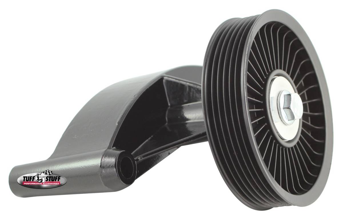 Tuff Stuff Performance - Smog Pump Idler Bracket; Incl. Alum. Brackets/Idler Pulley w/Bearing/Pulley Mounting Bolt/Washer - Black; 1700C