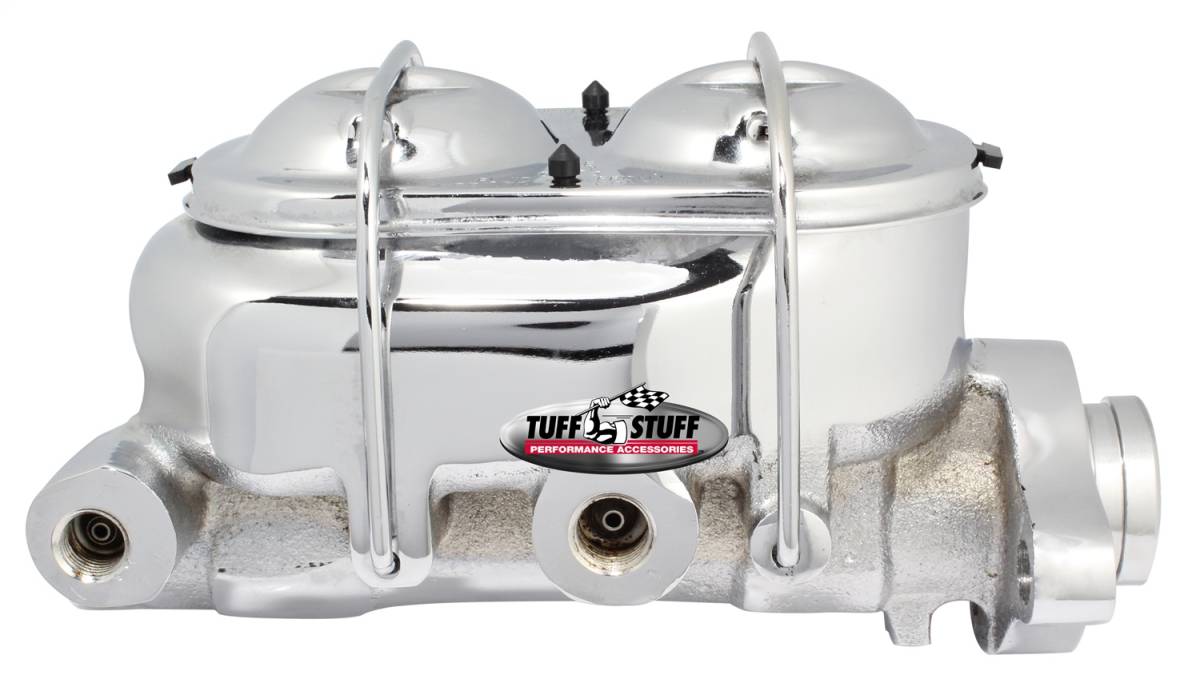 Tuff Stuff Performance - Brake Master Cylinder; Univ. - Dual Reservoir - 1 in. Bore - 9/16 in. And 1/2 in. Driver Side Ports - Deep Hole - Fits Hot Rods/Customs/Muscle Cars - Chrome; 2019NA