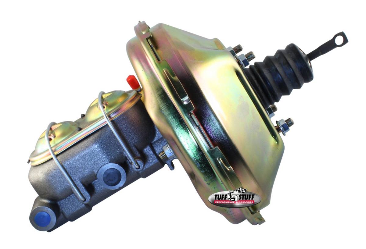 Tuff Stuff Performance - Brake Master Cylinder/Booster Assembly; Univ. - 11 in. - 1 1/8 in. Bore - Single Diaphragm - w/PN[2071] Dual Rsvr. Master Cyl. - Gold Zinc; 2128NB
