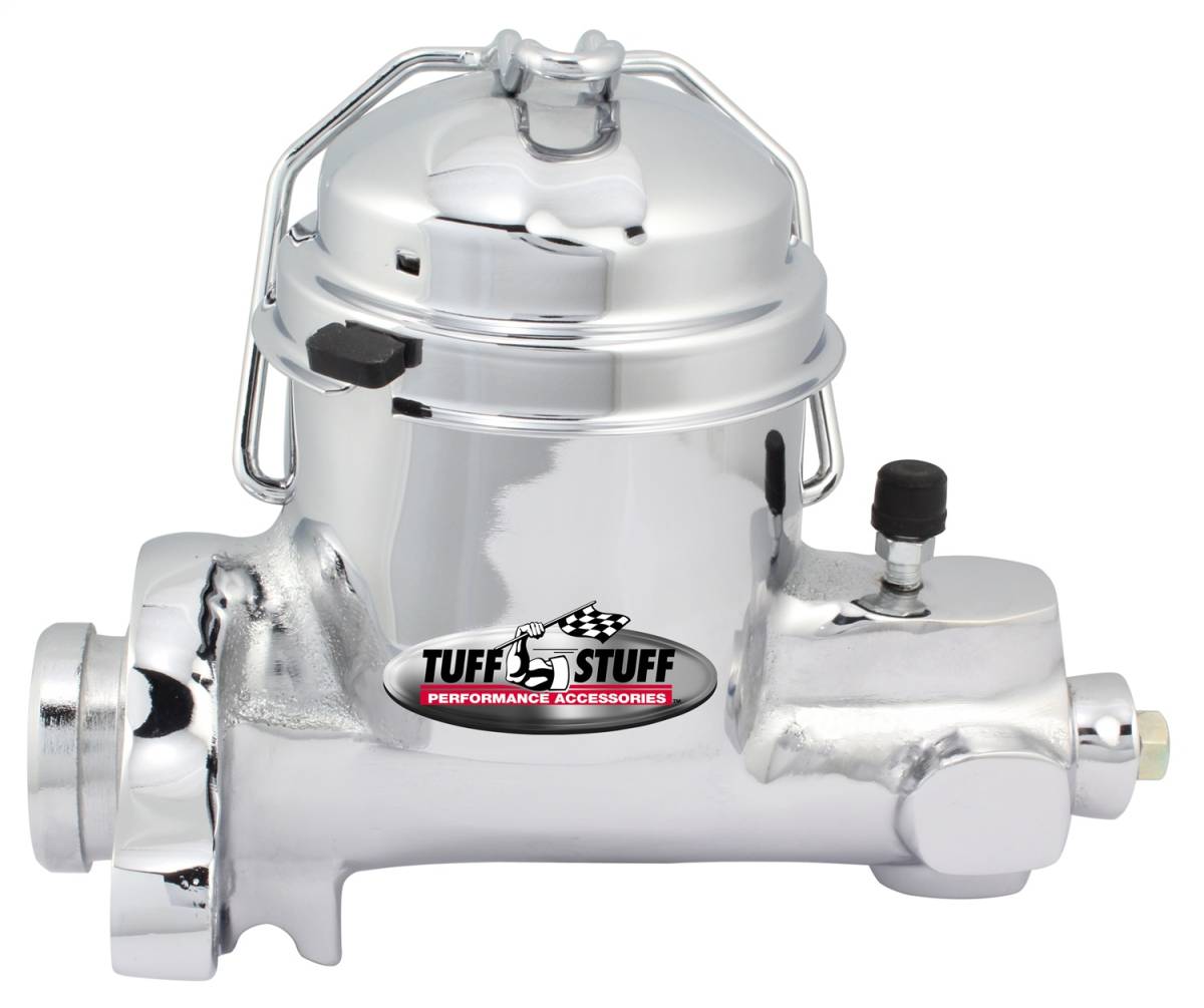 Tuff Stuff Performance - Brake Master Cylinder; Single Rsvr. - 1 in. Bore - Dual 7/16-24 Ports - 3 1/2 in. Mounting Hole Spacing - Drum-Drum - Fruit Jar Style - Chrome; 2150NA