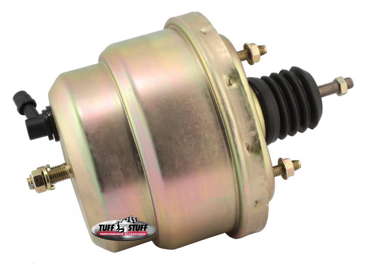 Tuff Stuff Performance - Power Brake Booster; Univ. - 7 in. - Dual Diaphragm - Incl. 3/8 in.-16 Mtg. Studs And Nuts - Fits Hot Rods/Customs/Muscle Cars - Gold Zinc; 2222NB