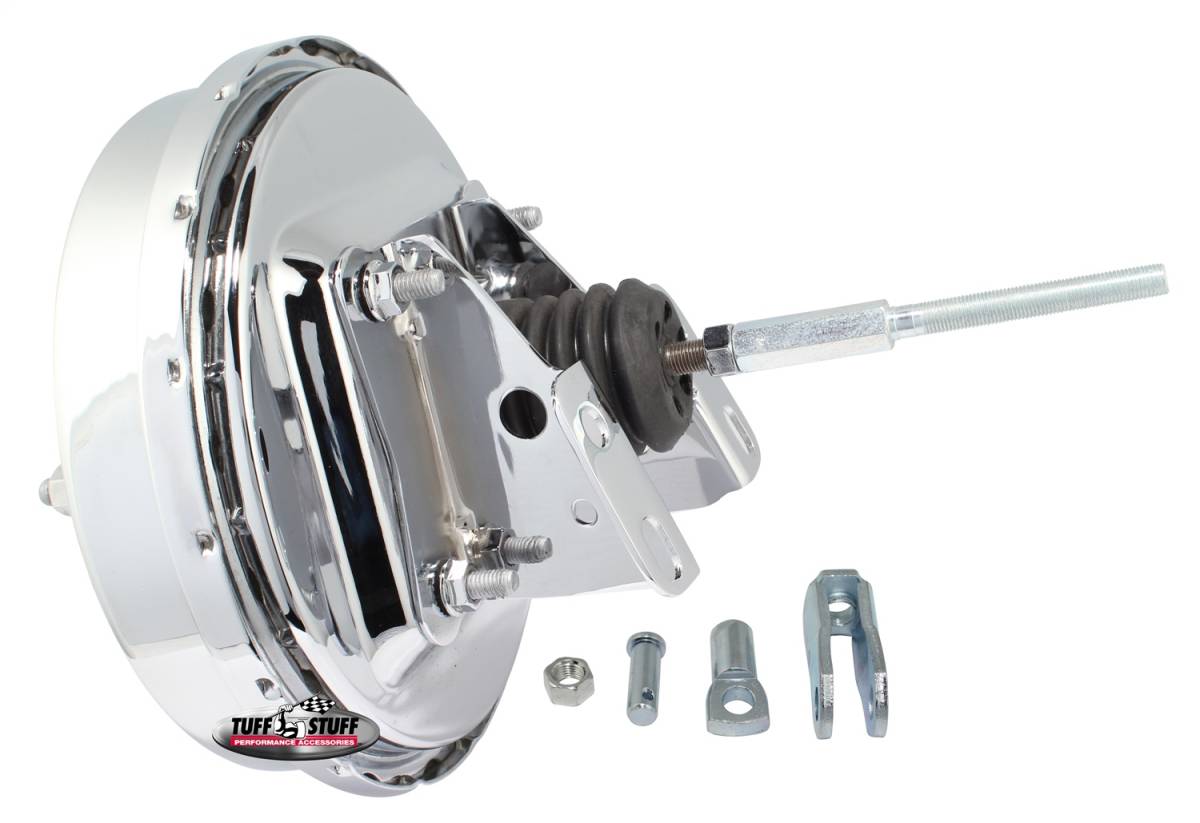 Tuff Stuff Performance - Power Brake Booster; Univ. - 9 in. - Single Diaphragm - Incl. 3/8 in.-16 Mtg. Studs And Nuts - Fits Hot Rods/Customs/Muscle Cars - Chrome; 2226NA
